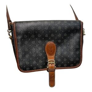 Vintage 90s Pollini Crossbody Purse Shoulder Bag Handbag Black Brown 9x7x2 Logo